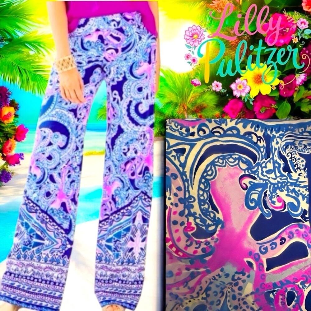 Lilly Pulitzer NWT Wide Leg BAL HARBOUR PALAZZO Paisley Octopus Pants Paisley XL